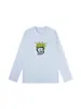 Camiseta de Manga Larga de Algodón Puro Estilo Japonés Hong Kong Unisex Primavera y Otoño Marca de Moda Cuello Redondo Holgada Versátil Camiseta Básica