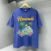 Camiseta Vintage Lavada Estilo Nuevo 2025--Xingyue Estilo Europeo y Americano Elegante Algodón Estampado Manga Corta Cuello Redondo