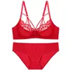 Conjunto de Lingerie Sexy Vazado Transfronteiriço para Mulheres, Sutiã Fino de Verão que Faz Seios Grandes Parecerem Menores, Alças Decorativas, Renda Atraente, Conjunto de Sutiã Respirável