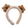 Diadema de Felpa de Capibara para Mujer para Lavar la Cara, Maquillaje, Ajuste de Mascarilla, Otoño e Invierno, Adorno para la Cabeza, Capibara Maillard, Coletero de Capibara