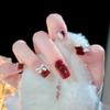 Xiaoxiangfeng Armadura Vestida Vino Blanco Rojo Parche para Arte de Uñas Acabado Perla Lazo Uña Postiza Parche para Uñas Pieza para Uñas