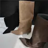 Versão em Couro Macio Elegante Bico Fino Salto Agulha Botas Longas Outono Novo Versátil Camurça Emagrecedor Salto Gatinho Botas de Equitação Salto Alto Botas Longas