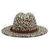Sombrero de copa de moda europeo y americano con estampado de leopardo Sombrero de jazz Otoño e Invierno sombrero de fieltro de lana de venta caliente transfronteriza sombrero de copa de jazz de ala plana