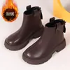 Botas de cuero para niñas de 3-6-12 años, nuevos modelos de otoño e invierno, botines cálidos con forro de felpa, Botas tipo Martin de estilo británico para niños, Zapatos antideslizantes para niños
