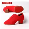 Zapatos de baile latino para mujer, zapatos de baile modernos para profesor de salón de baile para adultos, suela de goma, tacón medio, suela plana, tela Oxford, profesionales