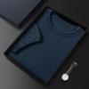 Cashmere 2026 Outono e Inverno Novo Suéter de Tricô Masculino Gola Redonda Curto Cor Sólida Manga Curta