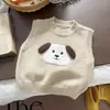 Chaleco de punto para niños 2026 primavera y otoño nuevo estilo sin mangas para niños, chaleco de dibujos animados para bebé, elegante para la vuelta al cole