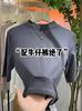 Camiseta de Gola Média Manga Média Feminina Primavera e Outono Novo Conjunto Camiseta Base Interna Emagrecimento Elasticidade Versátil Top de Manga Média