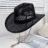 Sombrero de Mezclilla Tejido Hueco Nuevo Estilo Transfronterizo para Hombres y Mujeres, Sombrilla de Ala Ancha para Vacaciones en la Playa al Aire Libre, Protección Solar, Sombrero de Paja Transpirable