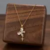 Comercio Exterior de Amazon Venta Caliente Collar de Acero de Titanio Temperamento Femenino Circonita Microincrustada Personalidad Cadena para Clavícula de Alto Sentido Colección Joyería
