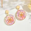 Brincos Redondos de Cristal Colorido Dopamina, Luxo Leve, Brincos de Moda de Alta Qualidade, Estilo Doce de Nicho, Brincos de Atacado Transfronteiriços
