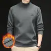 Sudadera Nueva de Invierno con Forro Grueso de Felpa, Cuello Semi-Alto, Versátil, Casual, Cálida, Capa Base para Hombre