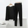 Pantalones largos de primavera y otoño, leggings elásticos, conjunto de ropa para el hogar para mujer, nuevo cárdigan modal de manga larga, pantalones de otoño de cintura alta