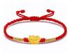 Pulseira de Latão Banhada a Ouro para Homens e Pulseira de Corda Vermelha para Mulheres Pulseira DIY Pura Tecida à Mão