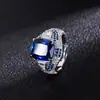 Anillo de moda retro transfronterizo 2023 azul zafiro Wind corindón rojo esmeralda anillo de moda para mujer piedra principal 12*10