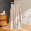 Pantalones casuales rectos holgados de cintura alta para mujer, para ir al trabajo en otoño, versátiles, adelgazantes, buena caída, pierna ancha, color liso, ligero elástico, tridimensional