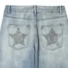 Primavera 2026 Ropa Nueva para Mujer Estilo Europeo y Americano Casual Holgado Jeans con Strass de Cinco Estrellas por Toda la Tela 4730012