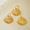 Colgante de Bolsa de la Suerte con Candado Dorado Color-Preservante Color Oro Antiguo con Agujero para Pasar Cuentas, Colgante de Cuenta para Pulsera y Collar DIY Estilo Chino