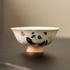 Arroz Amarelo Esmalte Panda Brincar Borboleta Pé Alto Xícara de Chá Xícara Master Cup Única Anti-escaldante Kung Fu Chá Chá Xícara de Chá Conjunto de Chá de Cerâmica