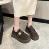 Mocassins com Bico Redondo e Tiras de Velcro Versáteis, Novo Estilo Primavera e Outono 2025, Sapatos Femininos Confortáveis Estilo Birkenstock com Plataforma e Solado Grosso