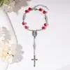 Aliexpress Novo Pulseira de Rosário com Contas de Cristal Coloridas para Homens e Mulheres com Pingente de Cruz Mini Acessórios para Festa de Batismo