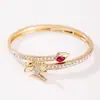 Pulsera de Doble Cabeza de Rosa Europea y Americana Transfronteriza con Pedrería para Mujer, Joyería Dorada de Moda y Creativa con Diamantes Completos al por Mayor