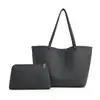 Bolso Tote Grande para Mujer con Neceser a Juego, Bolso de Hombro Impermeable de Cuero Sintético con Cierre Magnético, para Trabajo y Viaje, Set de Bolso Tote Minimalista 2 en 1, 3 Colores