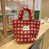 21084 Otoño e Invierno Nuevo Waffle de Cordero Waffle Linda Bolsa de Mano Tote para Mujer Bolsa Portátil de Gran Capacidad