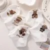 Meias Femininas 2024 Novas Meias Curtas Florzinhas Fofas Desenho Animado Urso Primavera e Outono Meias de Cano Baixo Meias Femininas Versáteis