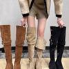 Botas Negras de Botón Prehechas por Encima de la Rodilla para Mujer, Modernas, Cómodas, Fáciles de Poner, Versátiles y Adecuadas para una Variedad de Ocasiones, un Imprescindible para Mujer