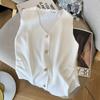 Roupas Femininas de Marca Premium com Etiquetas Removidas, Colete de Tricô Sem Mangas com Decote V Estilo Chanel, Blusa de Tricô Slim Fit Plissada de Verão