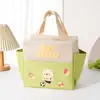 Bolsa Bento Aislada de Gran Capacidad con Bloques de Color, Doble Bolsillo, Bolsa para Lonchera de Estudiante/Trabajador de Oficina, Bolsa Aislada Portátil para Exteriores, Dibujos Animados