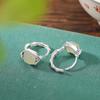 Yiluyin Plata de Ley S925 Jade Transparente Jade Blanco Nudo de Bambú Hoja de Bambú Cuadrado Pendientes de Moda Sencilla Personalidad Temperamento Pinzas para Orejas