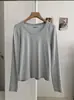 KEKEZOON Nuevo Otoño Manga Larga Ajustado Versátil Cuello Redondo Color Sólido Camiseta de Manga Larga Top para Mujer 8714