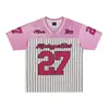 Camiseta deportiva estilo jersey retro americano, camiseta de malla hueca de verano para liga de fútbol, top de moda para motocicleta de manga corta