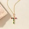 Accesorios de Collar de Cruz de Zirconia Transfronterizos Europeos y Americanos, Lujo Ligero, Diseño de Nicho de Alta Gama, Joyería Versátil de Cadena para Suéter