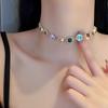 Collar Colorido de Pedrería para Mujer, Elegante y con Estilo Transfronterizo, Collar de Piedras Preciosas, Lujo Accesible con Diseño de Nicho, Cadena de Clavícula de Gama Alta