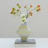 Vaso Moderno Simples com Padrão Degradê Enfeites de Flores Artificiais Modelo de Casa Sala de Estar Entrada Bancada Decoração de Tulipa