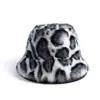 Nuevo Sombrero de Cubo Estampado de Leopardo de Piel Sintética de Visón para Mujer Otoño Invierno Cálido Engrosado Felpa Sombrero de Cubo Versátil para Adelgazar la Cara