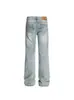 Estilo Vibe de Calle Principal Ajuste Delgado Jeans Bootcut Azul Hielo Pantalones Rectos Americanos Cleanfit de Largo Completo para Hombres y Mujeres