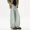 Roupas Masculinas Fengshe / Lançamento Primavera 2026 Novo Estilo Americano Soltos High Street Calças de Pernas Largas Jeans Masculino Calças de Pernas Retas