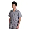 Uau! Roupa de Trabalho de Algodão Personalizada de Verão para Homens e Mulheres, Conjunto de Duas Peças Cinza Fino para Trabalho, Roupa de Trabalho de Sarja Fina Poliéster-Algodão