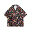 Camisa Floral Estilo Tailandés con Cuello Cubano para Hombres y Mujeres, Holgada Retro Hawaiana de Vacaciones Holgada Camisa de Manga Corta de Pareja para Playa