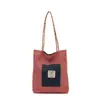 2025 Bolso de Lona de Mezclilla a Cuadros Informal de Moda para Mujer Bolso de Doble Cara para Viajar Bolso Tote Informal Elegante con Bloques de Color