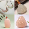 Loto de Hielo Raíz de Loto Rosa Jade Afgano Buda Colgante Pomelo Rosa Jade Equilibrio Paz Colgante Collar Accesorio