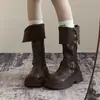 Estilo Explosivo Suela Gruesa Versátil Aumentador de Altura Adelgazante Hasta la Rodilla Nuevo Llegado Primavera/Otoño 2026 Solapa Caballero Moda Botas Largas