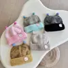 Gorro de Lana Grueso y Cálido de Otoño e Invierno para Niños, Gorro de Punto a Prueba de Viento de Felpa para Niños y Niñas, Gorro con Protección para los Oídos de Bloques de Color para Niñas