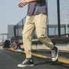 Pantalones Cargo para Hombre Primavera y Otoño 2021 Nuevo Estilo Sueltos Casuales Joggers Marca de Moda Pantalones Cropped Versión Coreana con Forro Polar