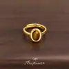 Anillo Ajustable de Lujo Avanzado Galvanizado Color Oro Verdadero 18K Conservación del Color Anillo para Dedo con Piedra Natural Ojo de Tigre