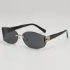 Nuevas gafas de sol cuadradas sin montura y curvadas Y2K, populares en la fotografía callejera europea y americana, gafas de sol de alta gama para mujer